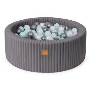 Rund bollpool 90×30 cm i churros-corduroy, 200 bollar – antracit | valfria bollar